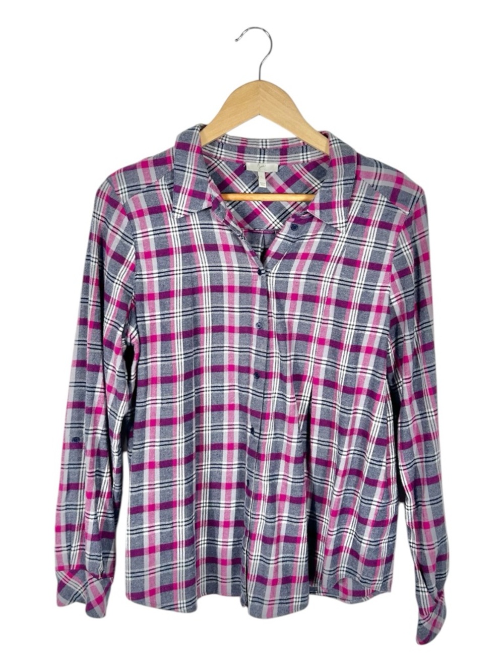 Joie Michaela Pink Plaid Flannel Button Down Shirt Size Small